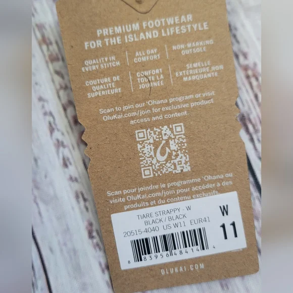 OluKai Tiare Strappy Sandals Black Women's size 5 11 Arch Support NEW NWT - Picture 3 of 6